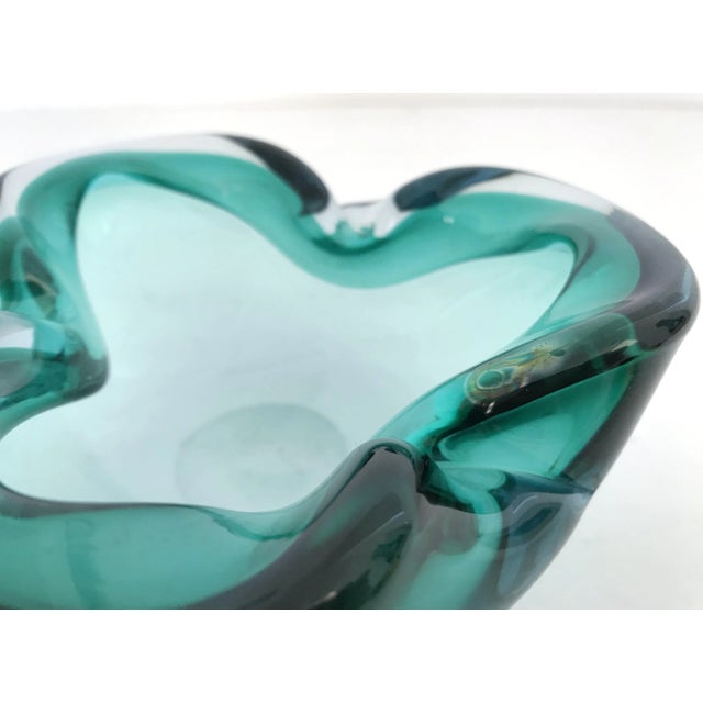 Glass Vintage Green Murano Glass Bowl For Sale - Image 7 of 8
