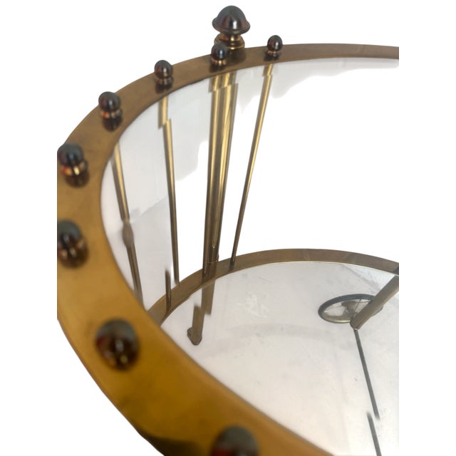 1950s 1950's French Maison Baguès Brass & Glass Two Tier Bar Cart, Attributed For Sale - Image 5 of 10