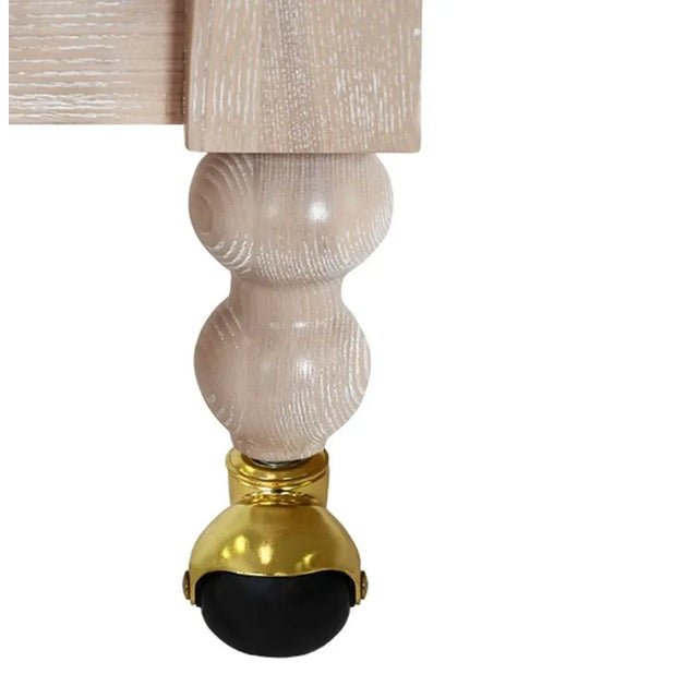 2020s Matthew Izzo Home Isadore Cerused Oak Spindle Leg Bar Cart For Sale - Image 5 of 6