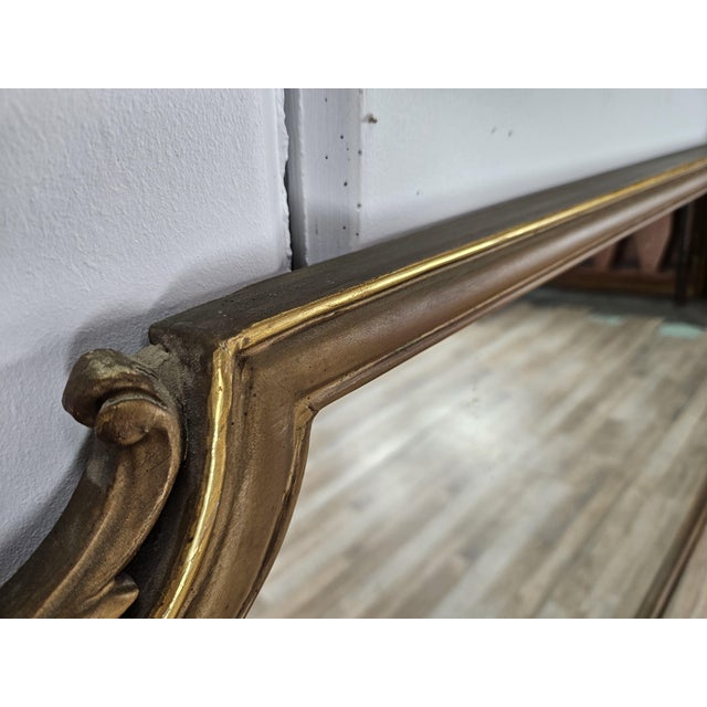 Large Vintage Mirror in Gold-Lacquered Wood, 1960 For Sale - Image 4 of 15