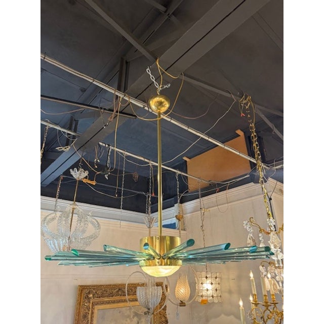 Early 21st Century Modern Aqua Murano Sunburst Chandelier For Sale - Image 5 of 6