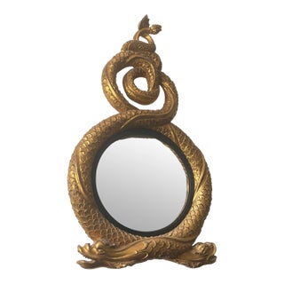 Carvers' Guild Gilded Dolphin Convex Mirror For Sale