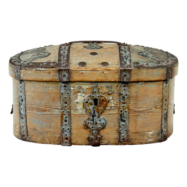 Antique Rustic Swedish Pine Strong Box, 1850 For Sale