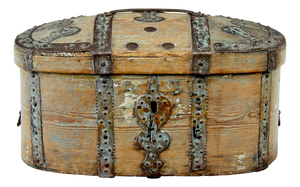 Antique Rustic Swedish Pine Strong Box, 1850