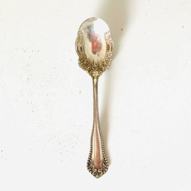 Antique Rogers Aa Silverplate "Mayflower" Pattern Shell Sugar Spoon For Sale - Image 4 of 5