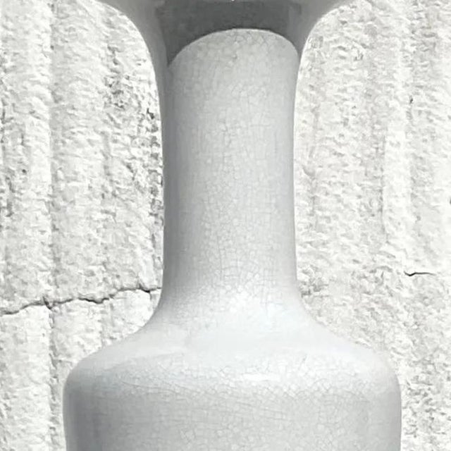 Alabaster Vintage Coastal Crackle Glaze Tall Vase For Sale - Image 8 of 14