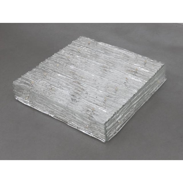 Large Square Iced Textured Glass Flush Mount from Kalmar, 1960s For Sale - Image 10 of 15