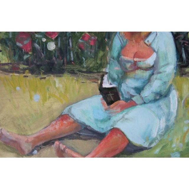 Uldis Krauze, Solvita in the Garden, 1990, Oil on Cardboard For Sale - Image 3 of 6
