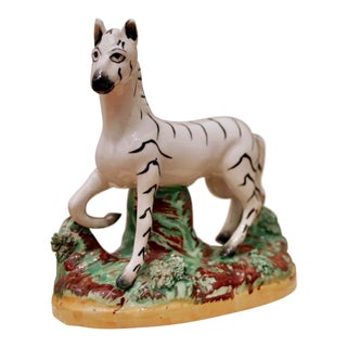 Glazed Italian Pottery Zebra Figure For Sale