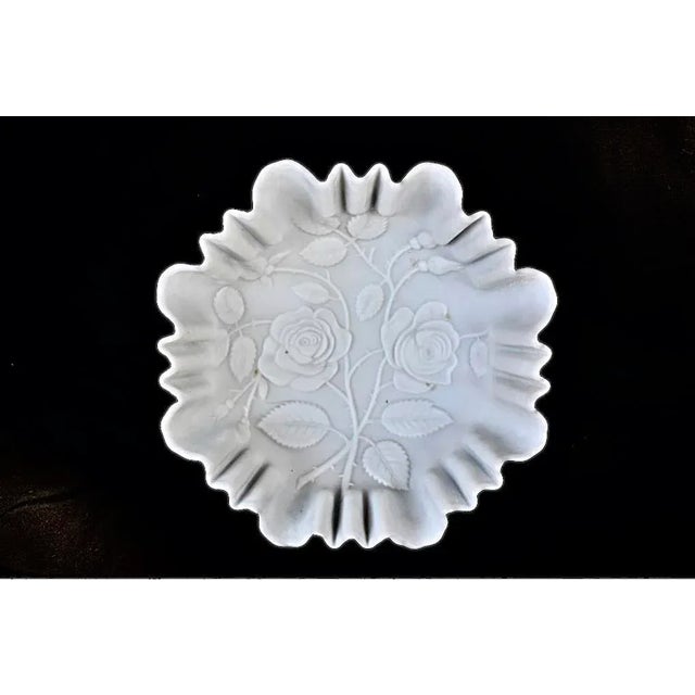 Shabby Chic Vintage White Ruffled Glass Floral Bowl For Sale - Image 3 of 6