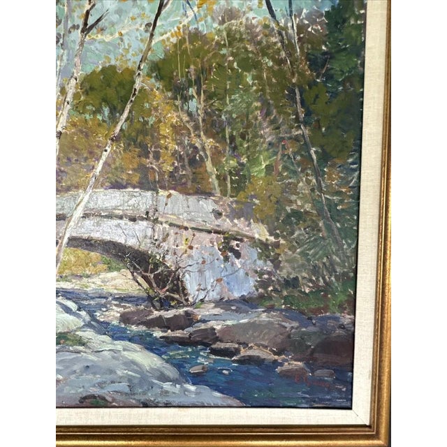 Paint Anthony Thieme "Bridge in Autumn" Oil Painting For Sale - Image 7 of 8