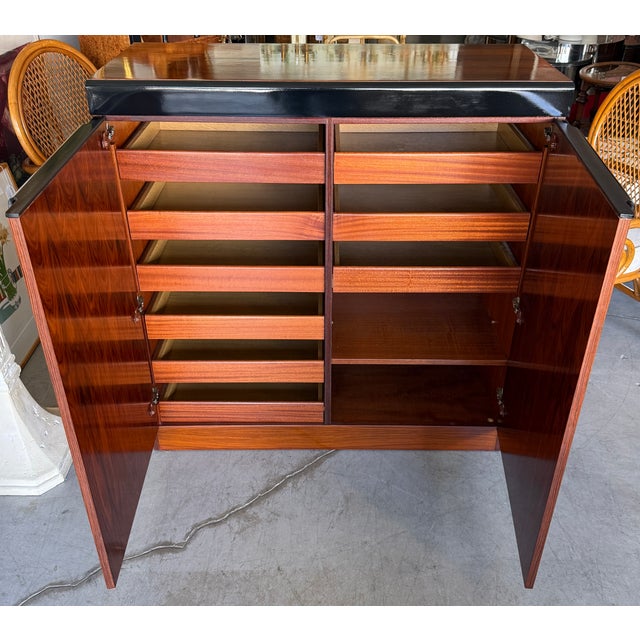 Mid-Century Modern Black & Brown 1970's Highboy by Maurice Villency Made in Belgium For Sale - Image 3 of 9