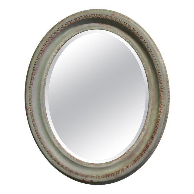 Victorian Oval Overpainted Wall Mirror For Sale