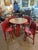 Mid-Century Modern 1950s Heywood Wakefield Petite Round Red Dining Wicker Set For Sale - Image 3 of 8