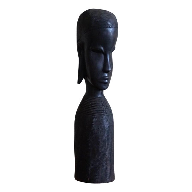 Mid-Century Handcrafted African Wooden Sculpture, 1950s For Sale