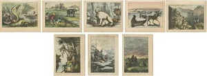 Animals and Hunting Scenes, 1880, Paper, Set of 8