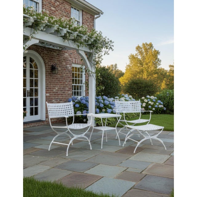 Mid-Century Modern White Aluminum 4-Piece Patio Conversation Set - Set of 4 For Sale - Image 4 of 5