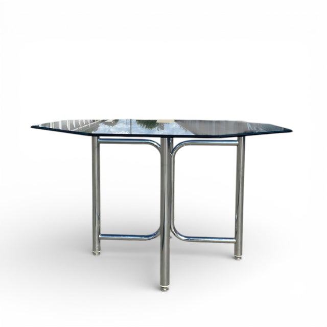 Vintage Chromcraft Chrome and Woven Five-Piece Dining Set, Mid-Century Modern, Mid-Century, Coastal, Glass For Sale - Image 13 of 18