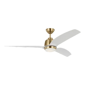 Visual Comfort Fan Avila 60" LED Ceiling Fan in Satin Brass and Matte White ABS