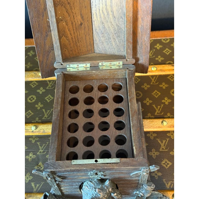 Antique Carved Wooden Cigar Humidor with Dog Decoration, 1890 For Sale - Image 13 of 18