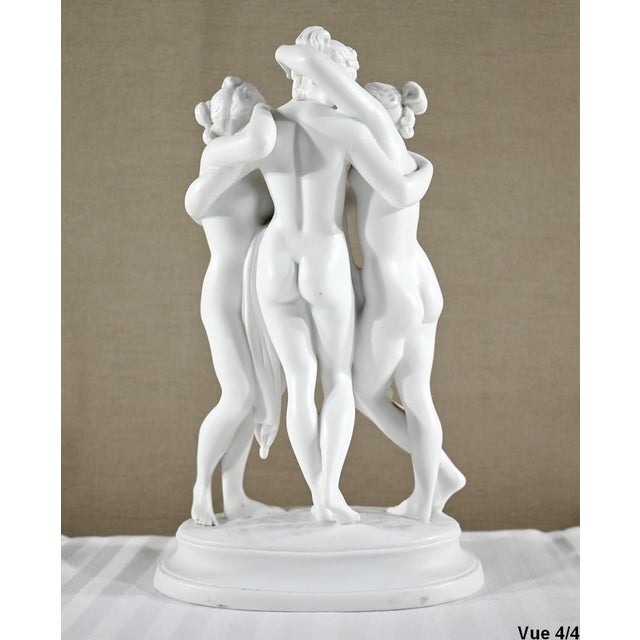 Les Trois Nymphes Sculptural Group, Early 20th Century, Biscuit Porcelain For Sale - Image 13 of 18