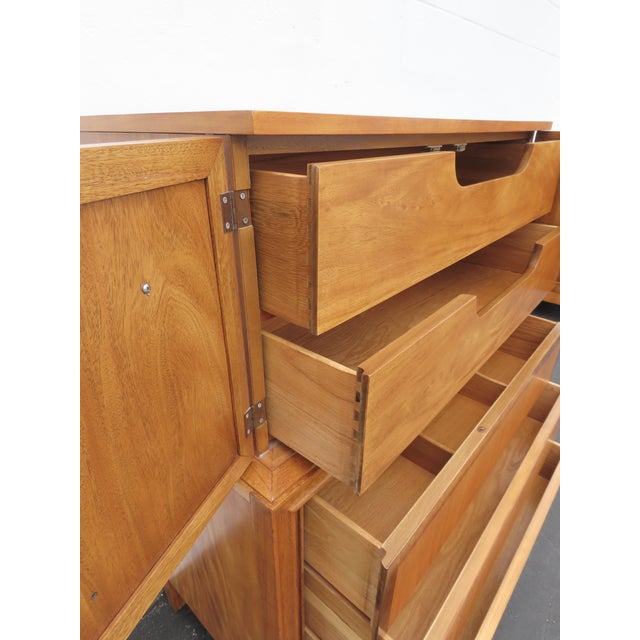 Wood Basic Witz Mid Century Modern Tall Chest of Drawers Highboy 6575 For Sale - Image 7 of 17