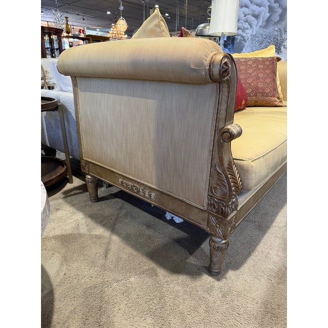 2020s Empire Style Gold Trim Sofa With Five Pillows For Sale - Image 5 of 5