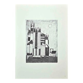 Franco Gentilini, The Town, Original Offset Print, 1970s For Sale
