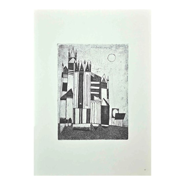 Franco Gentilini, The Town, Original Offset Print, 1970s For Sale