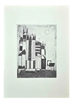 Franco Gentilini, The Town, Original Offset Print, 1970s