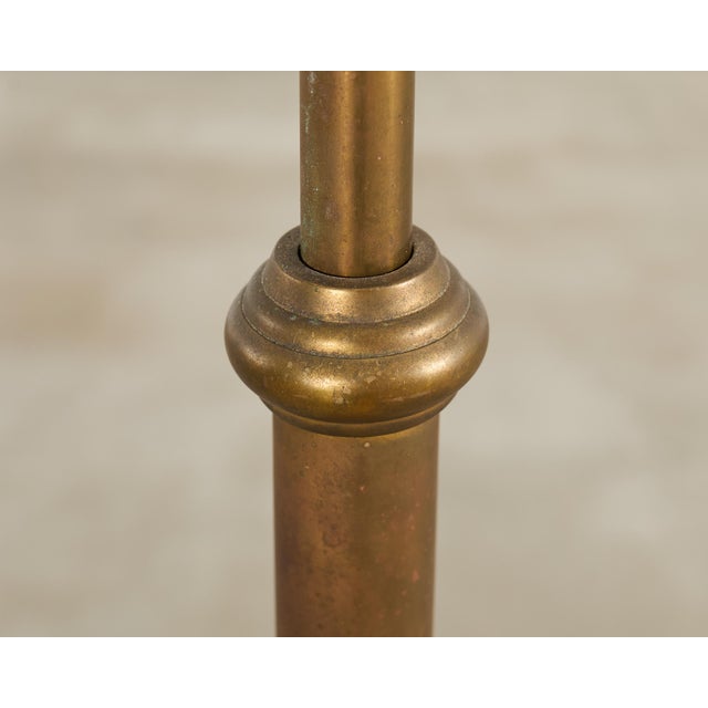Metal Midcentury Patinated Brass Adjustable Pharmacy Floor Lamp For Sale - Image 7 of 18