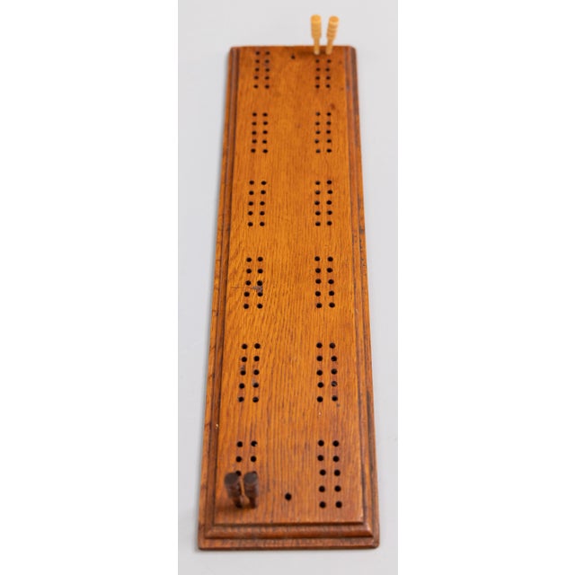 Antique English Oak Cribbage Game Board Chairish