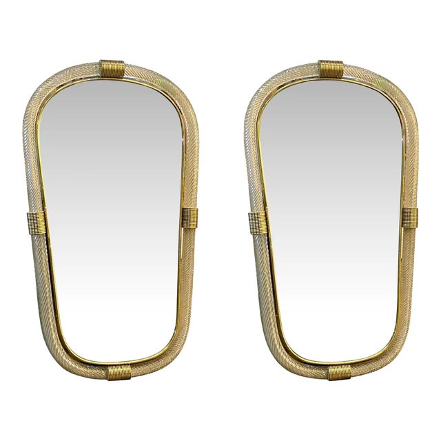 Italian Murano Glass Mirrors with Gold Leaf and Torciglione Design by Simoeng for Simoeng, Set of 2 For Sale - Image 11 of 11