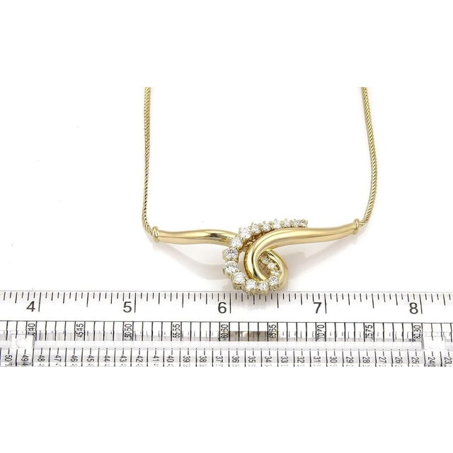 Metal Mid 20th Century Jose Hess Diamond 18k Yellow Gold Wide Curved Scroll Necklace For Sale - Image 7 of 7