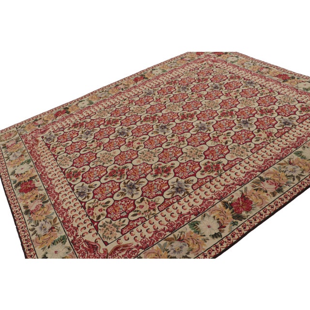 Handmade with wool circa 1920-1930, this rare 8x9 antique hooked rug believed to originate from the United States—from a...