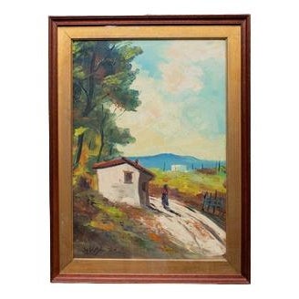 Italian Artist, Landscape, Oil on Wood, 1960s, Framed For Sale - Image 12 of 12