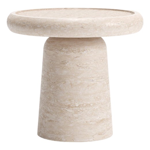 Nissa M Travertino Stone Side Table by Ivan Colominas For Sale