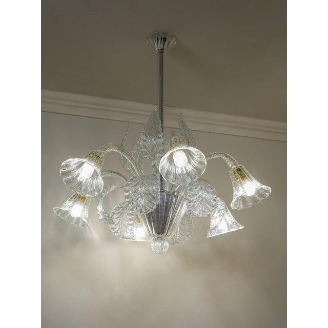 Vintage Six-Light Murano Blown Glass Chandelier from Barovier & Toso, 1930s For Sale - Image 15 of 15