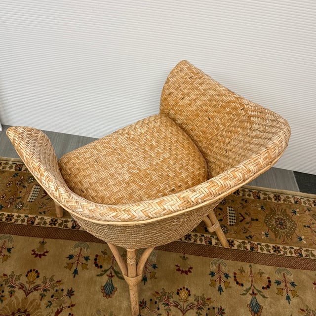 Mid 20th Century Woven Rattan Tub Chairs, Pair For Sale - Image 9 of 12