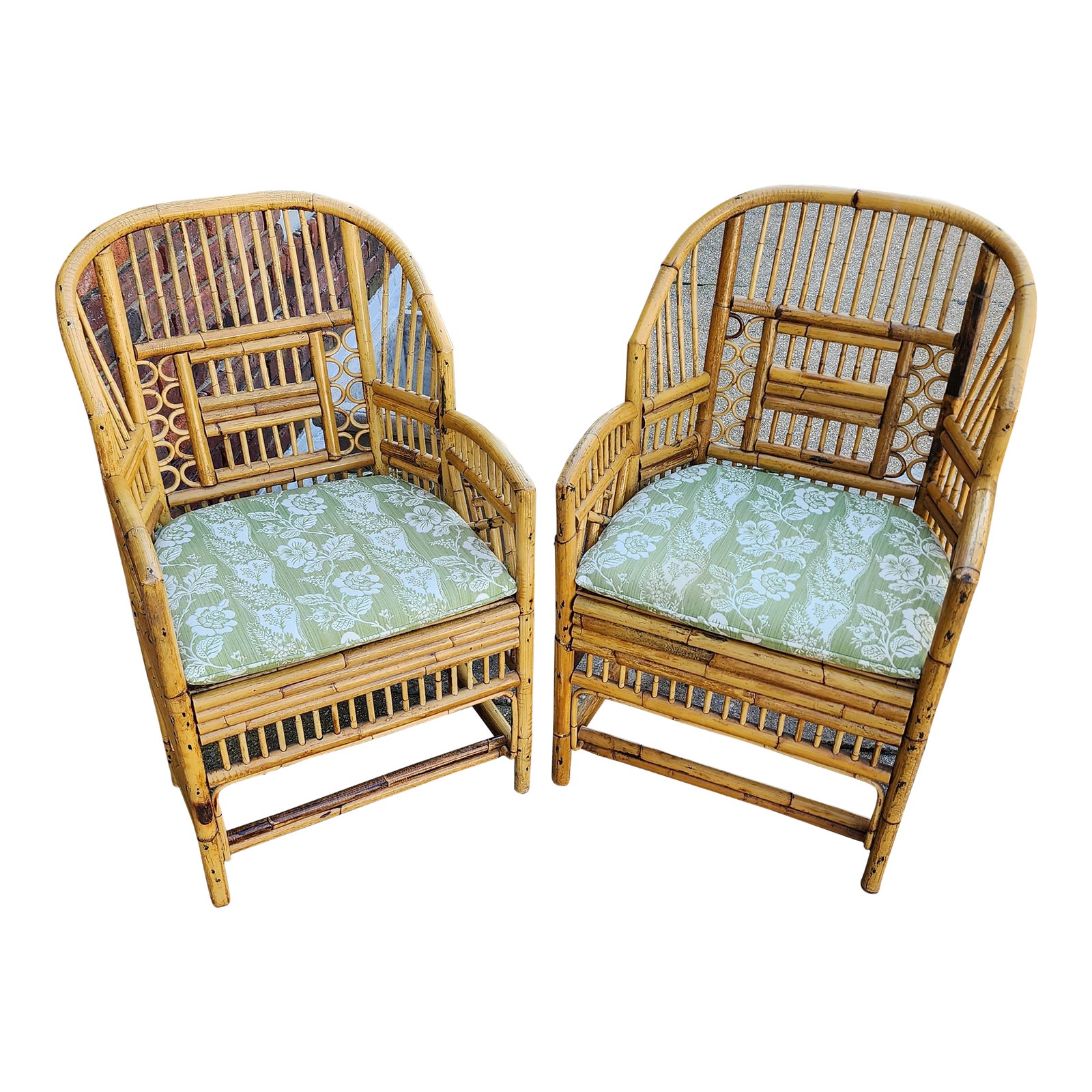 Mid 20th Century Vintage Brighton Pavilion Style Rattan and Cane Chair