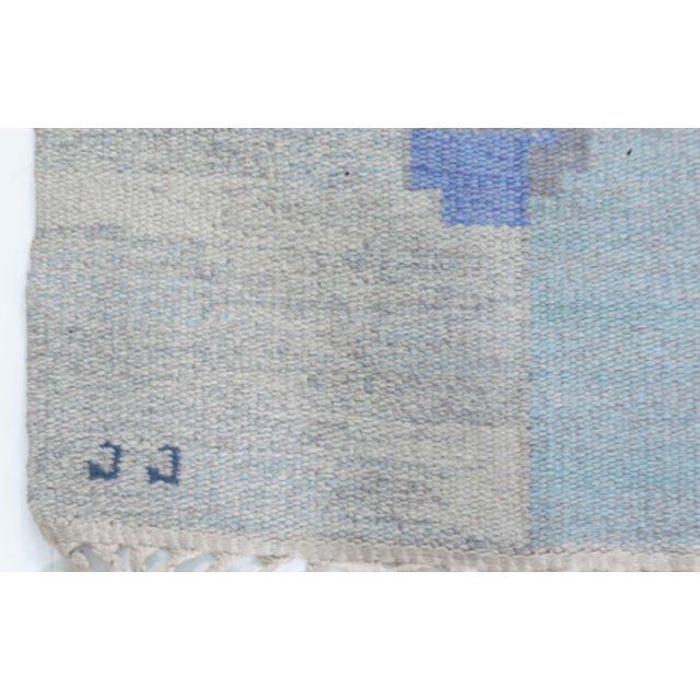 Blue Doris Leslie Blau Vintage Swedish Flat Woven Rug by Judith Johansson For Sale - Image 8 of 11