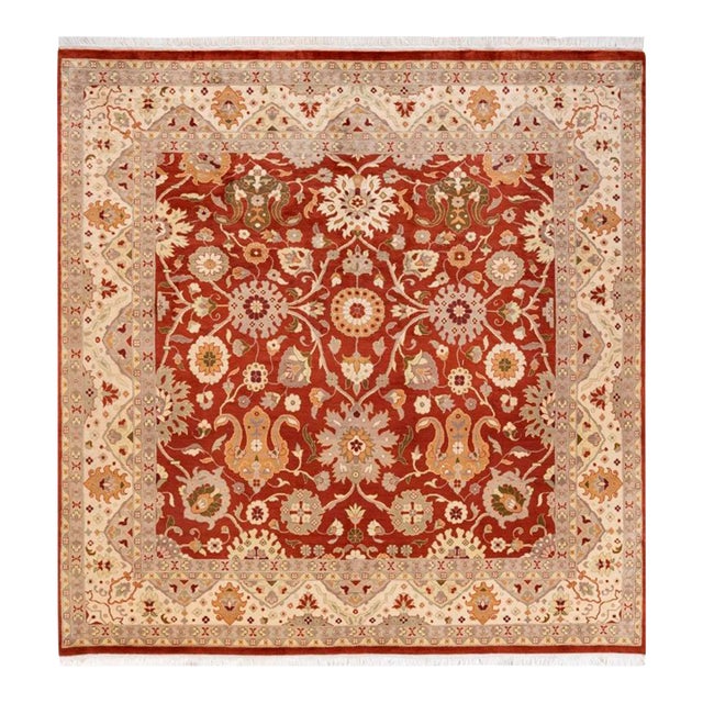 Mogul, One-of-a-Kind Hand-Knotted Area Rug in Orange, 6' 2" x 6' 3" For Sale