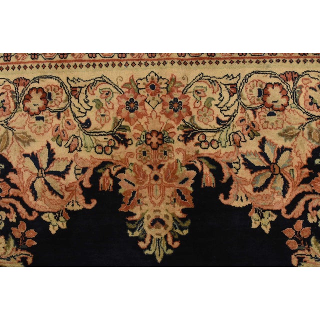 Sarouk Rug 9′ X 11’9” Blue Wool Semi-Antique Traditional Hand-Knotted Carpet For Sale - Image 10 of 15