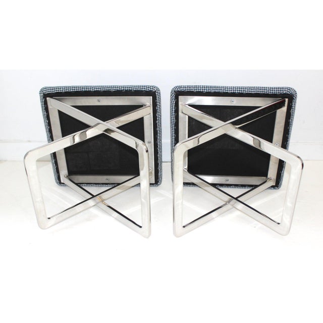 Silver Milo Baughman Attributed X-Stools - a Pair For Sale - Image 8 of 13
