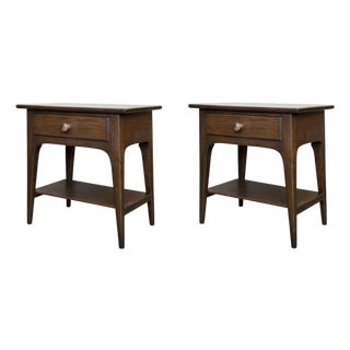 Danish Teak Nightstands Tables With Drawer, 1960s Modern Design, A Pair For Sale