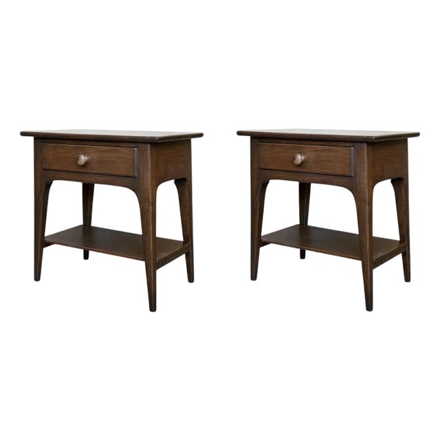 Danish Teak Nightstands Tables With Drawer, 1960s Modern Design, A Pair For Sale