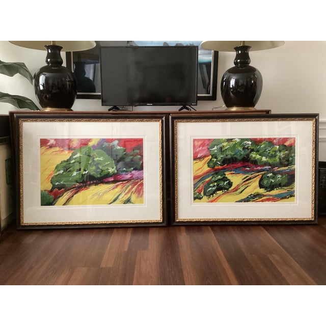 Pair of Susan R. Wilson Original Oilstick Landscapes "Ample Spaces" & "Spaces With River," Signed and Dated 2002 For Sale - Image 10 of 10