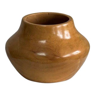1990s Hand Carved Wooden Bowl Signed Anthony Ruiz For Sale