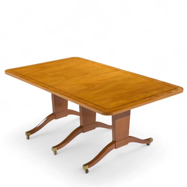 Edward Wormley for Dunbar Mid Century Mahogany Expanding Dining Table With 2 Leaves For Sale - Image 12 of 14