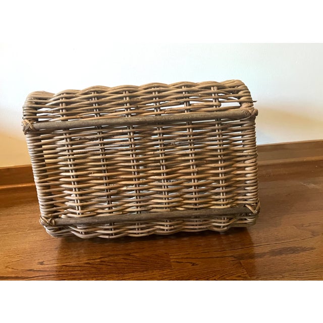 Large Vintage Rustic Wicker Log Holder Basket For Sale In New York - Image 6 of 9
